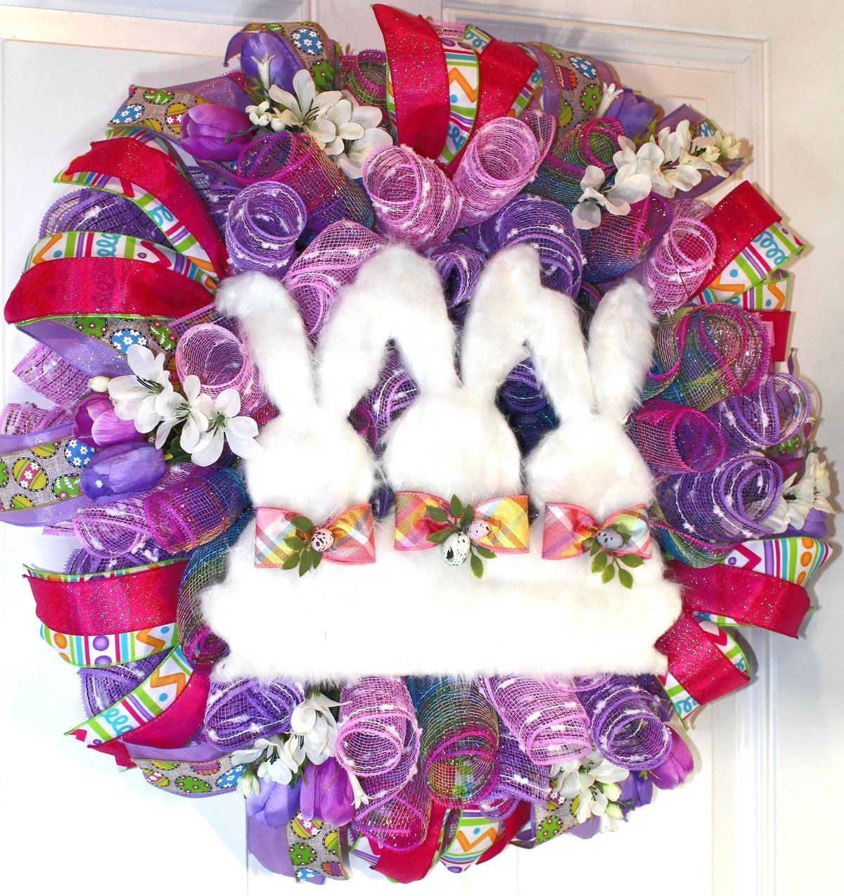Fuzzy Easter Bunny Wreath: Spring Front Door Decor
