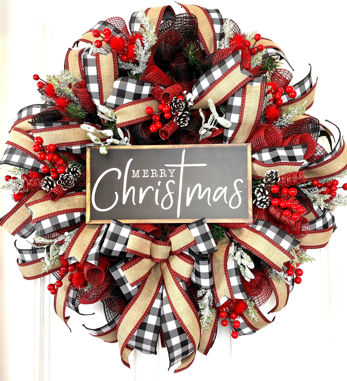 Farmhouse Buffalo Plaid Christmas Wreath