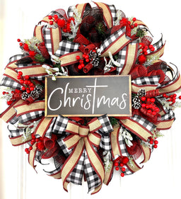 Farmhouse Buffalo Plaid Christmas Wreath