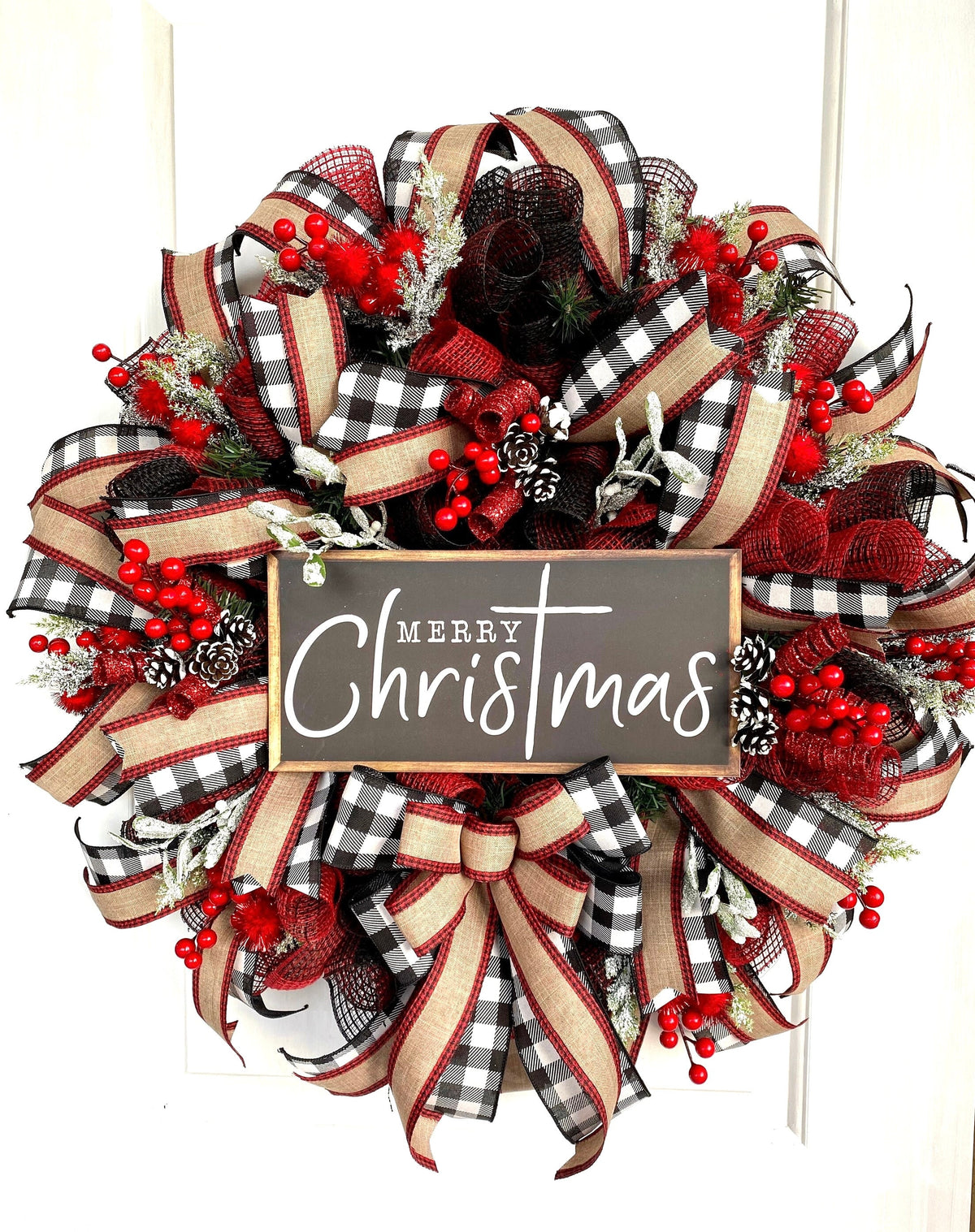 Farmhouse Buffalo Plaid Christmas Wreath