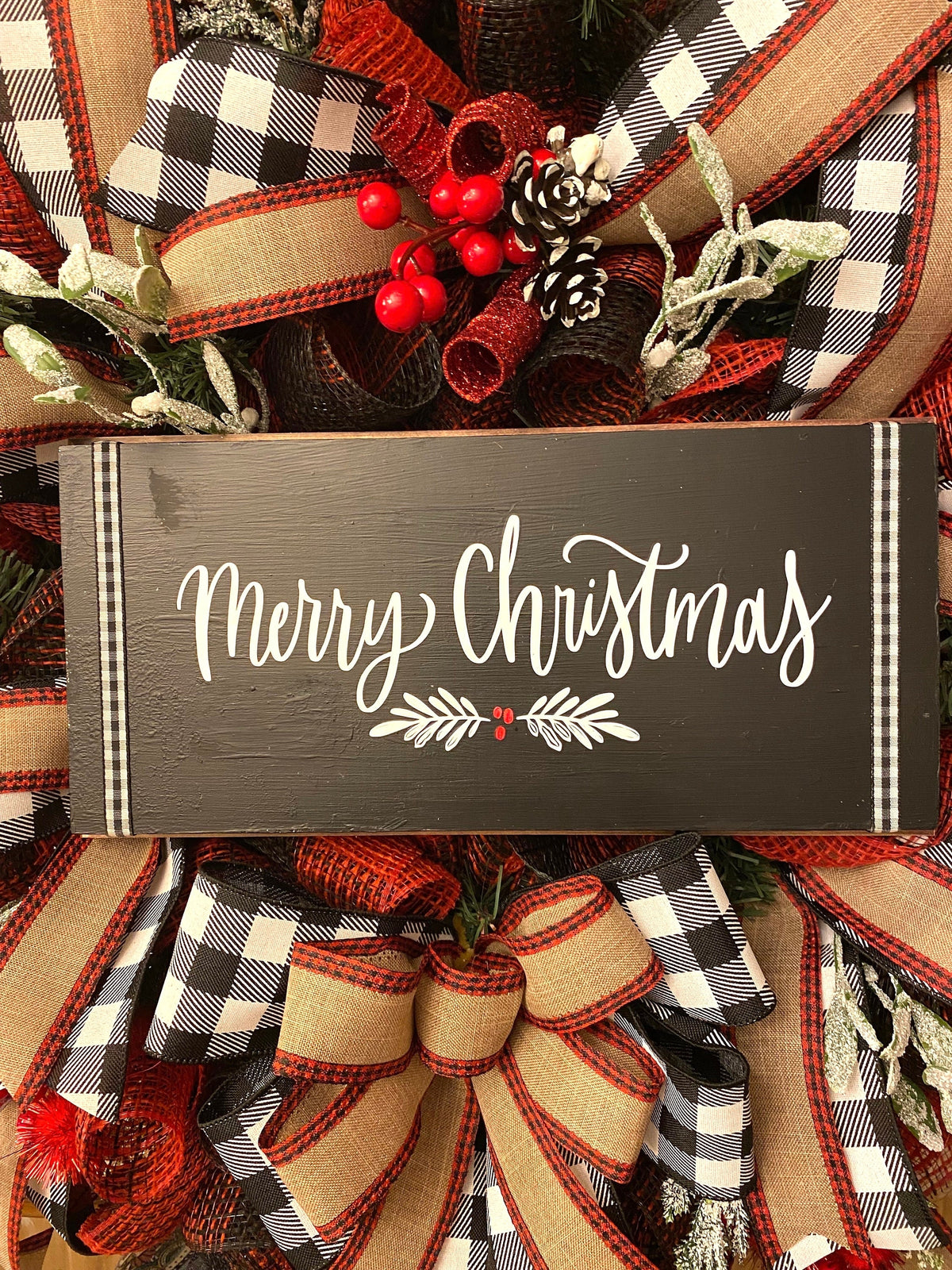 Farmhouse Buffalo Plaid Christmas Wreath