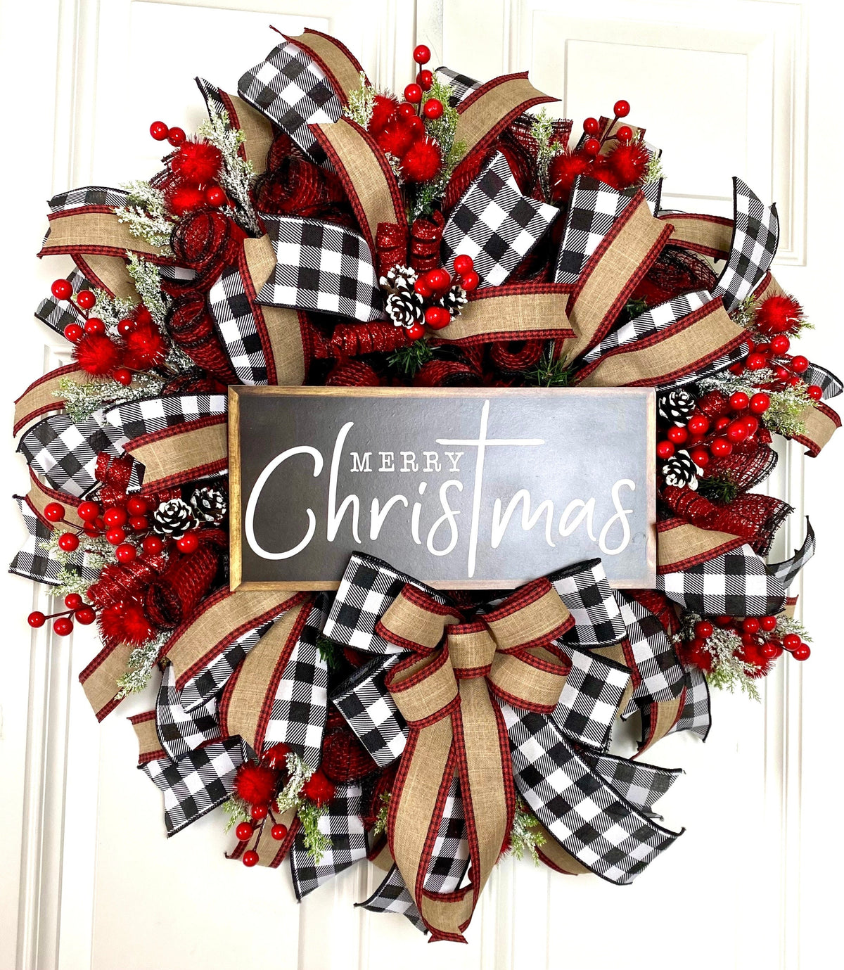 Farmhouse Buffalo Plaid Christmas Wreath