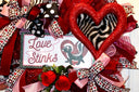 Love Stinks Valentine Wreath: Furry Skunk Heart, Zebra Print