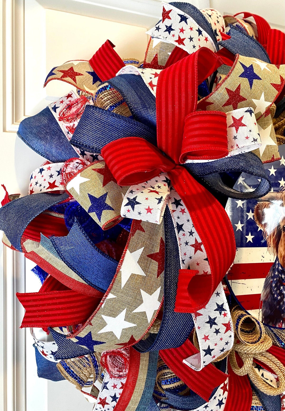 Everyday Patriotic Wreath, Highland Cow, Summer, Stars & Stripes, Everyday, Memorial Day, Double Doors, Flag, 4th of July, Summer Wreath