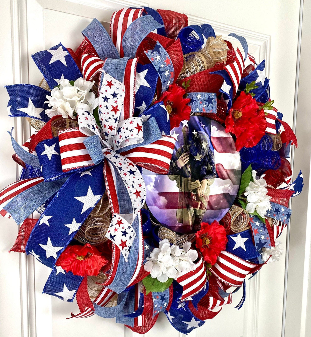 Patriotic Wreath, Summer Wreath, American Flag, Stars & Stripes, Everyday, Memorial Day, Double Doors, Flag, 4th of July, Summer Wreath
