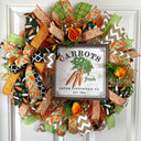 Carrot Spring Bunny Wreath, Easter Wreath, Spring Wreath for front door, Fresh Carrots, Rose Wreath, Deco Mesh Wreath. Front Door Wreath