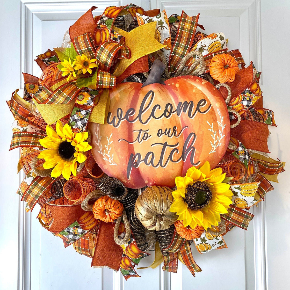 Fall Wreath, Farmhouse decor, Pumpkin decor, deco mesh wreath, Fall wreath for front door, fall decor, double door wreath