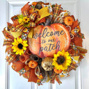 Fall Wreath, Farmhouse decor, Pumpkin decor, deco mesh wreath, Fall wreath for front door, fall decor, double door wreath