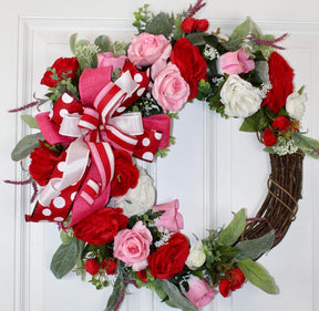 Christmas Wreath, Rose & Lambs Ear Floral Everyday Wreath, Peonies/rose wreath, Front Door Valentine Wreath, Anniversary, gift for her