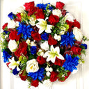 Patriotic Floral Wreath, 4th of July, Summer, Red White & Blue, Everyday, Memorial Day, Double Doors, Flag, everyday