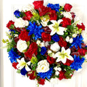 Patriotic Floral Wreath, 4th of July, Summer, Red White & Blue, Everyday, Memorial Day, Double Doors, Flag, everyday