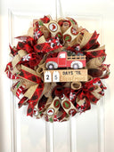 Christmas Countdown Wreath, Red Truck Buffalo Plaid, Deco Mesh Dog Lover wreath, Farmhouse Christmas Wreath for front door