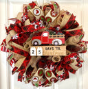 Christmas Countdown Wreath, Red Truck Buffalo Plaid, Deco Mesh Dog Lover wreath, Farmhouse Christmas Wreath for front door