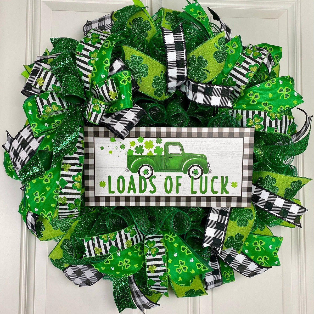 St Patricks Day Wreath, Shamrock Truck Wreath, St. Patrick Wreath, Irish Wreath for front door