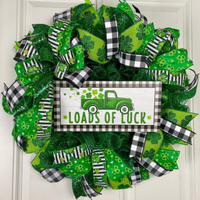 St Patricks Day Wreath, Shamrock Truck Wreath, St. Patrick Wreath, Irish Wreath for front door