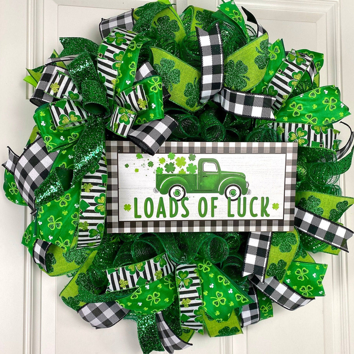 St Patricks Day Wreath, Shamrock Truck Wreath, St. Patrick Wreath, Irish Wreath for front door