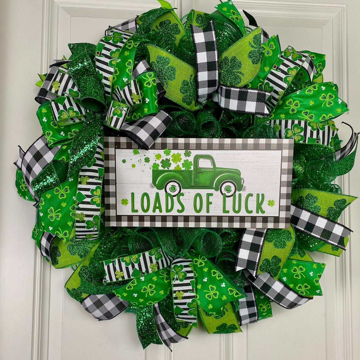 St Patricks Day Wreath, Shamrock Truck Wreath, St. Patrick Wreath, Irish Wreath for front door