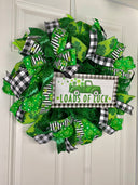 St Patricks Day Wreath, Shamrock Truck Wreath, St. Patrick Wreath, Irish Wreath for front door