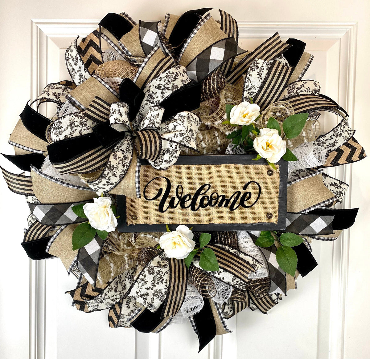 XL Summer Wreath, Farmhouse, Gift for Nurse, Dog Kisses, Farmhouse All Season Wreath, Spring Wreath, Summer Deco Mesh