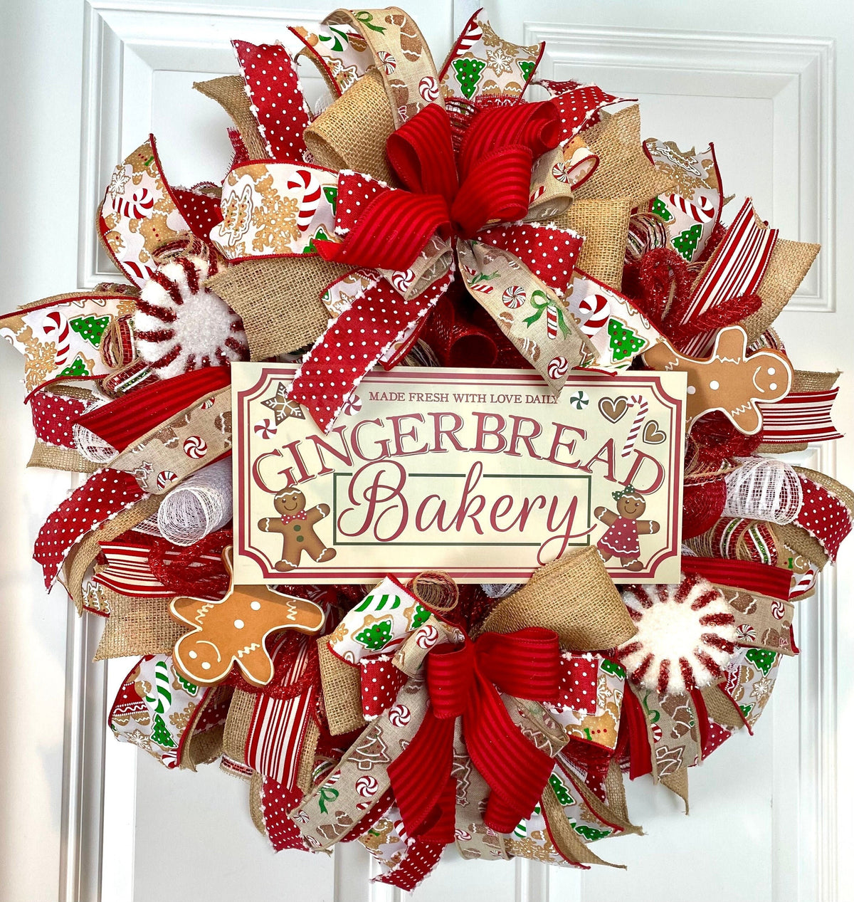Christmas Wreath, Gingerbread Bakery, Large Christmas Wreath for front door