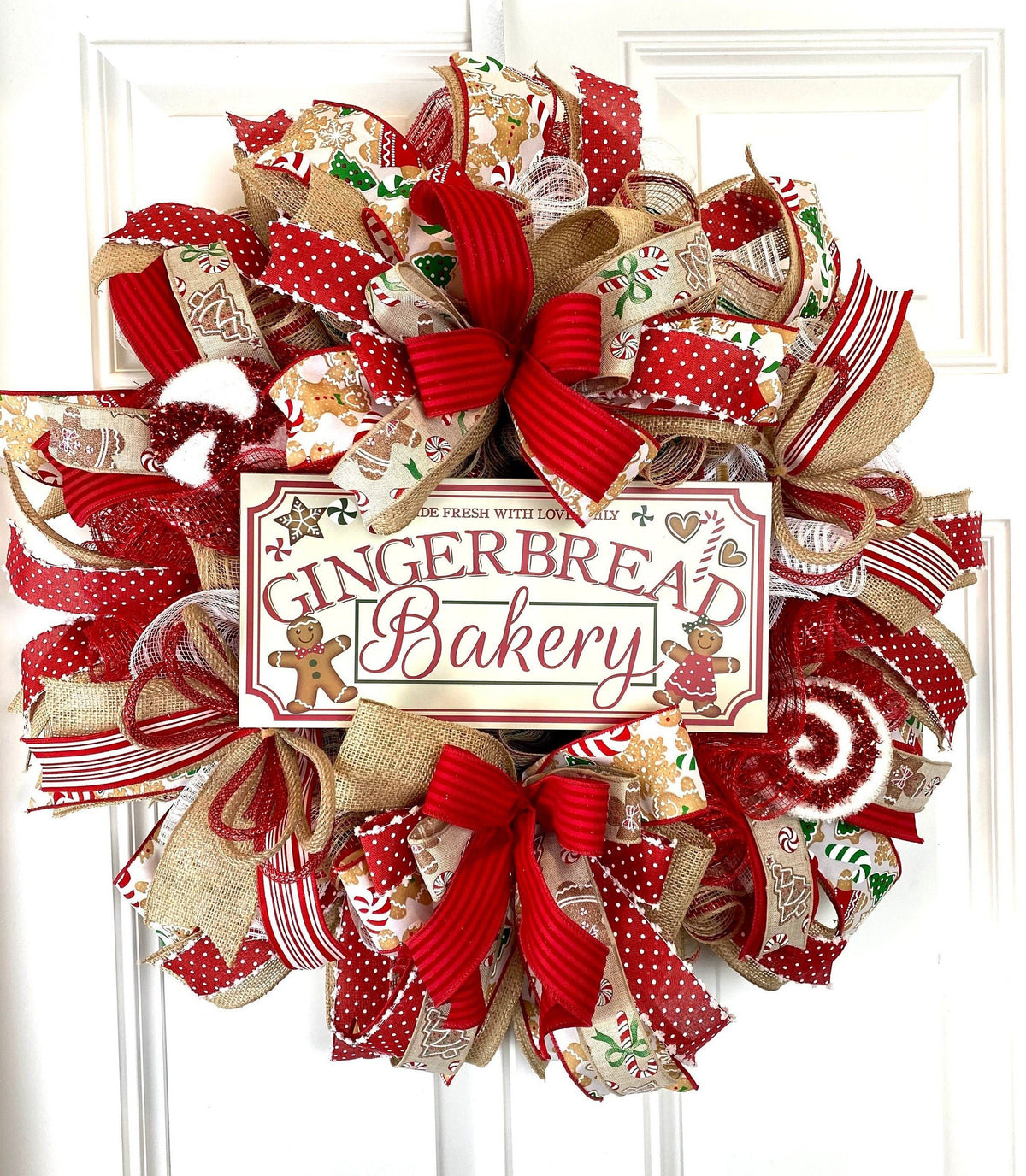 Christmas Wreath, Gingerbread Bakery, Large Christmas Wreath for front door
