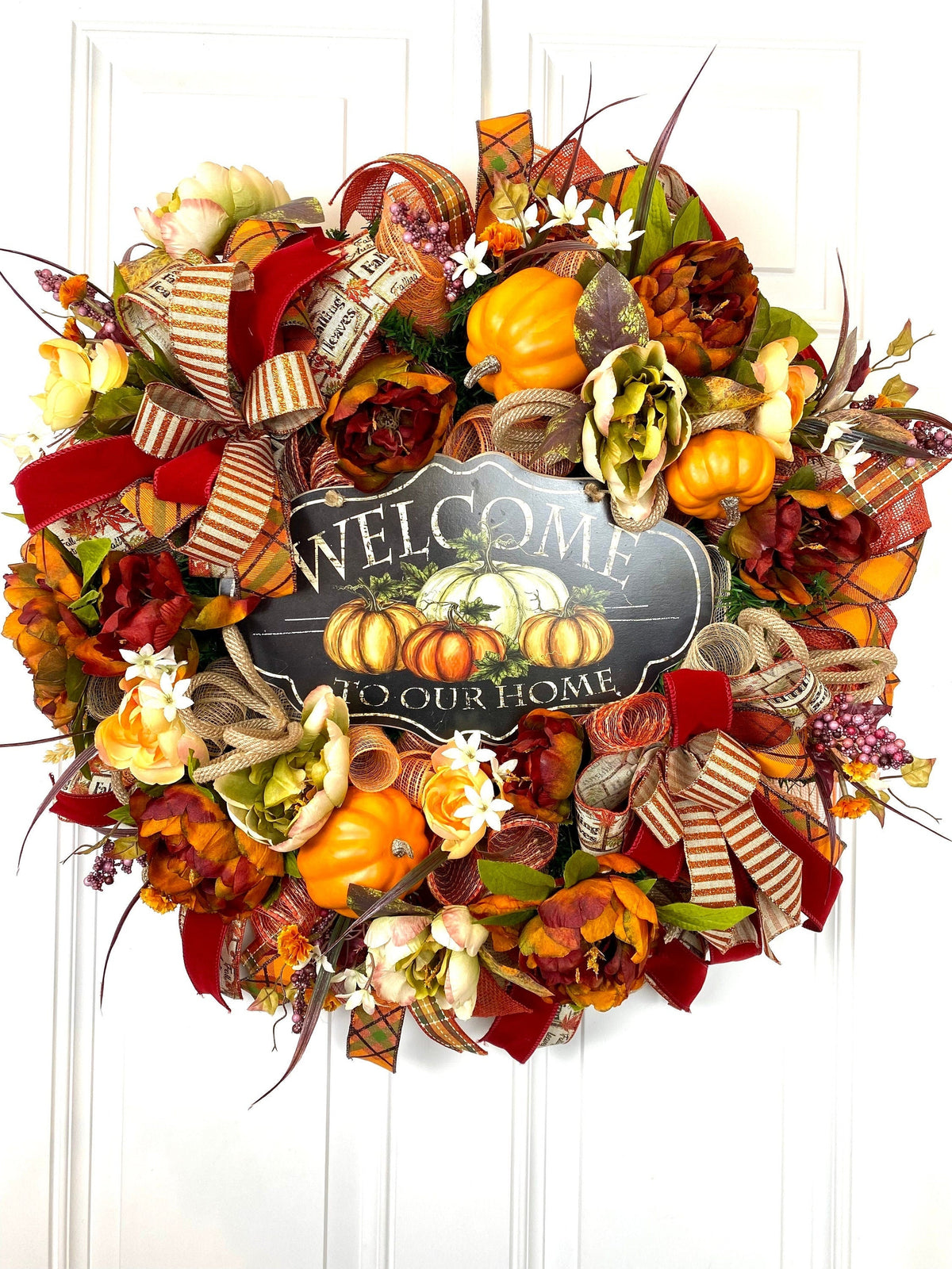 Fall Wreath, Pumpkin, Floral Wreath, Pumpkin decor, deco mesh wreath, Fall wreath for front door, fall decor