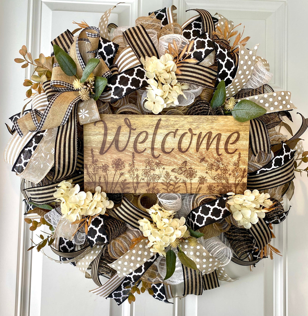 Fall Hydrangea Wreath, Farmhouse Wreath
