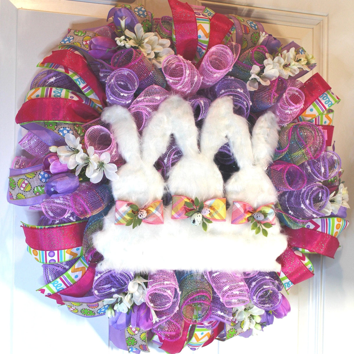Fuzzy Easter Bunny Wreath: Spring Front Door Decor