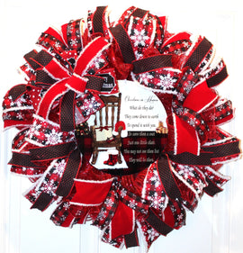 Christmas in Heaven Wreath: Buffalo Check Deco Mesh, Sympathy Gift