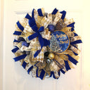 Elegant Blue and Gold Wreath Christmas Wreath