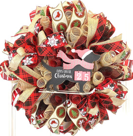 Dog Christmas Wreath, Countdown to Christmas, Dog Lover wreath, Farmhouse Christmas Wreath for front door, Black Lab