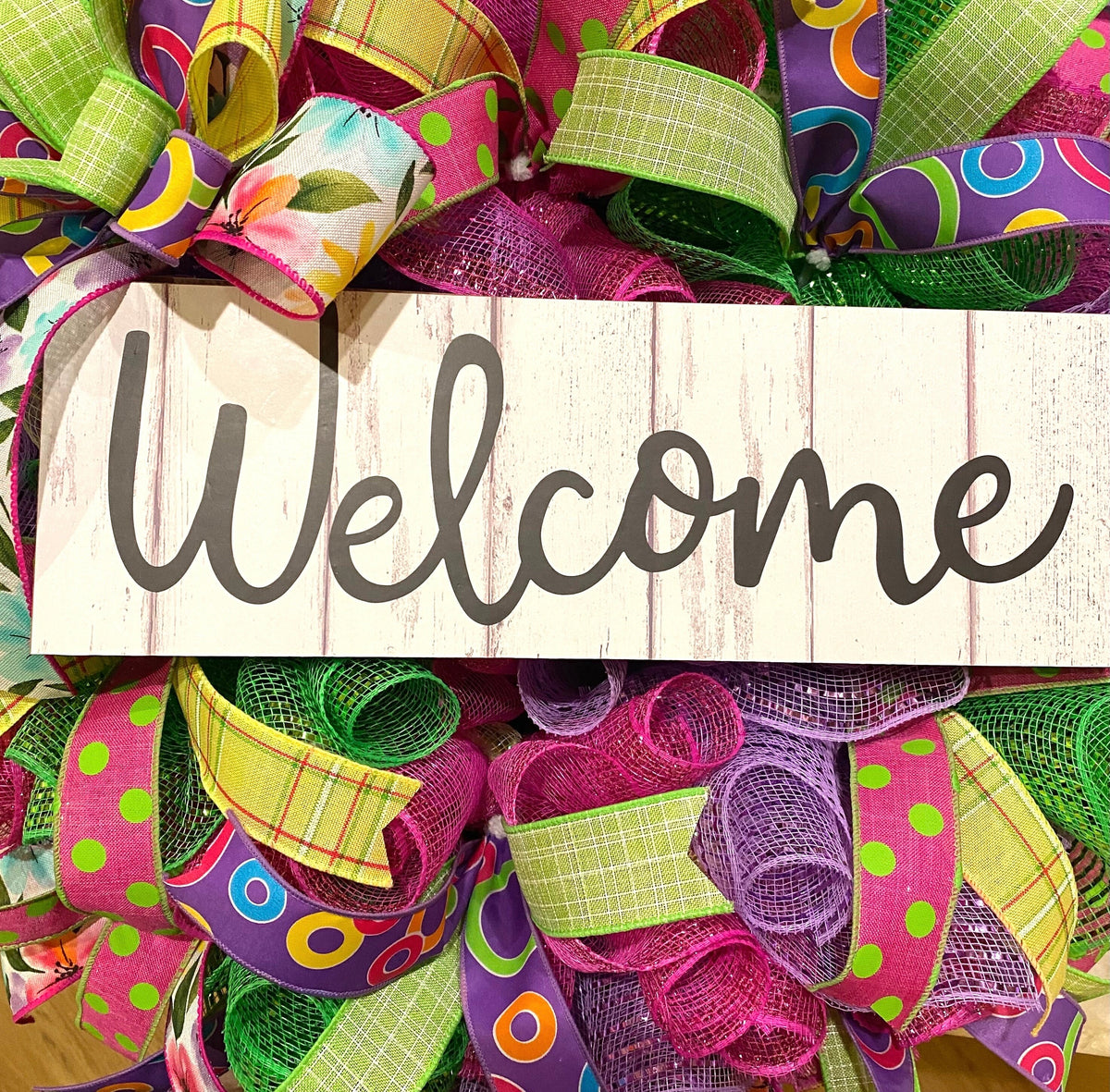 Hello Summer Wreath, Vibrant Porch Decor, Front Door