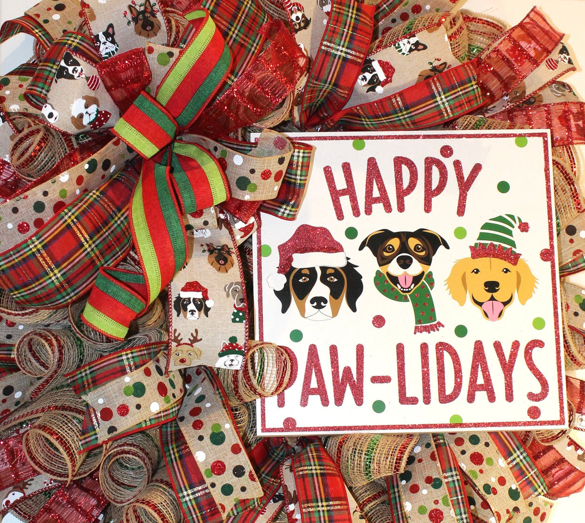 Dog Lover Christmas Wreath / Happy Paw-lidays,