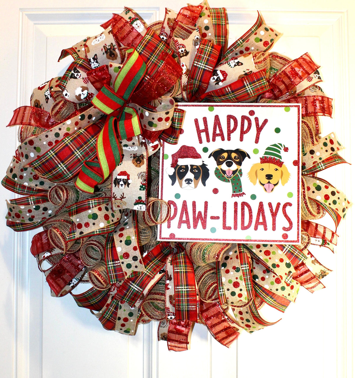 Dog Lover Christmas Wreath / Happy Paw-lidays,
