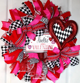 Valentine Wreaths, Valentines Day Wreaths, Heart Wreath, Harlequin Valentine Heart