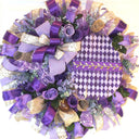 Harlequin Easter Egg Wreath: Purple Spring Door Decor