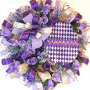 Harlequin Easter Egg Wreath: Purple Spring Door Decor