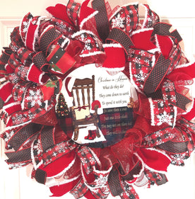 Christmas in Heaven Wreath: Buffalo Check Deco Mesh, Memorial Wreath