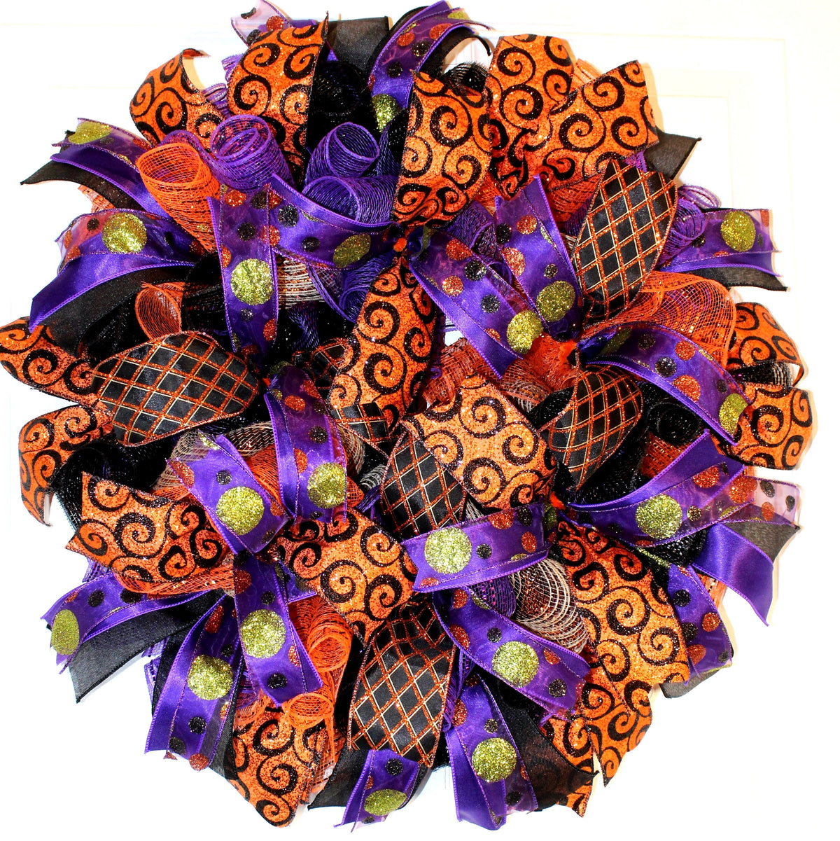 Glitzy Halloween Wreath / Purple Orange Black Wreath