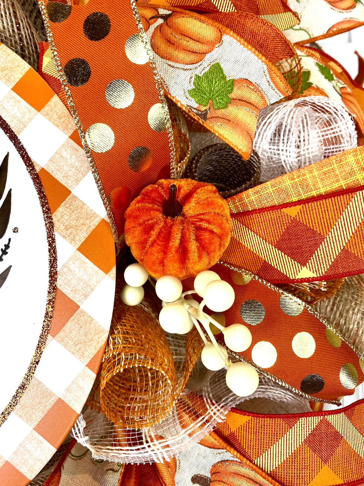 Large Fall Wreath, Pumpkin Spice, Traditional Autumn