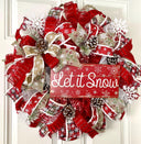 Let it Snow Winter Wreath, Christmas Wreath, Farmhouse Christmas, front door, double doors