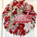 Let it Snow Winter Wreath, Christmas Wreath, Farmhouse Christmas, front door, double doors