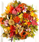 XL Fall Wreath, Pumpkin, Floral, Grapevine Wreath Front Door, Autumn Wreath
