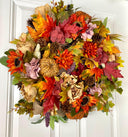 XL Fall Wreath, Pumpkin, Floral, Grapevine Wreath Front Door, Autumn Wreath