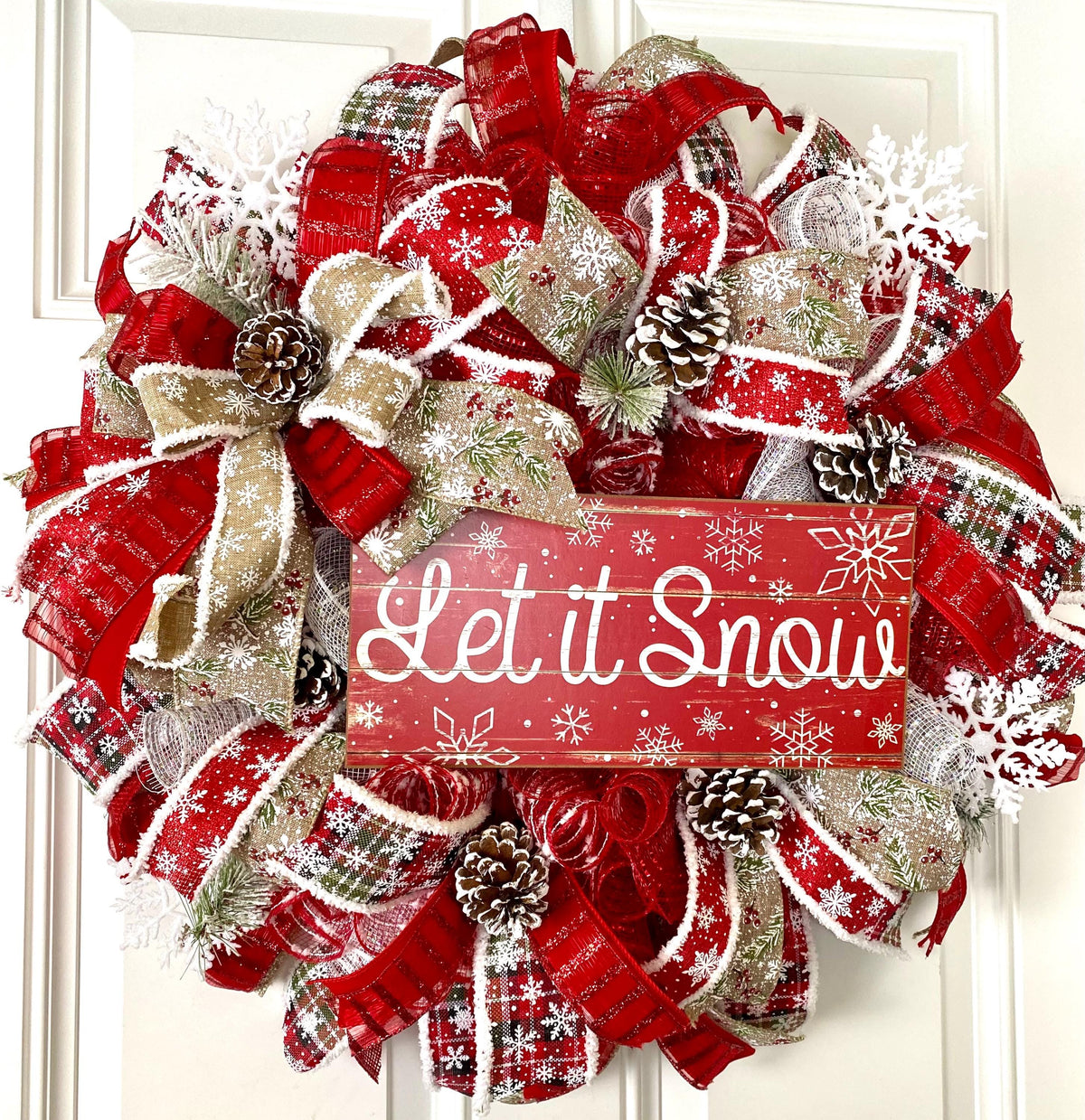 Let it Snow Winter Wreath, Farmhouse Christmas Wreath