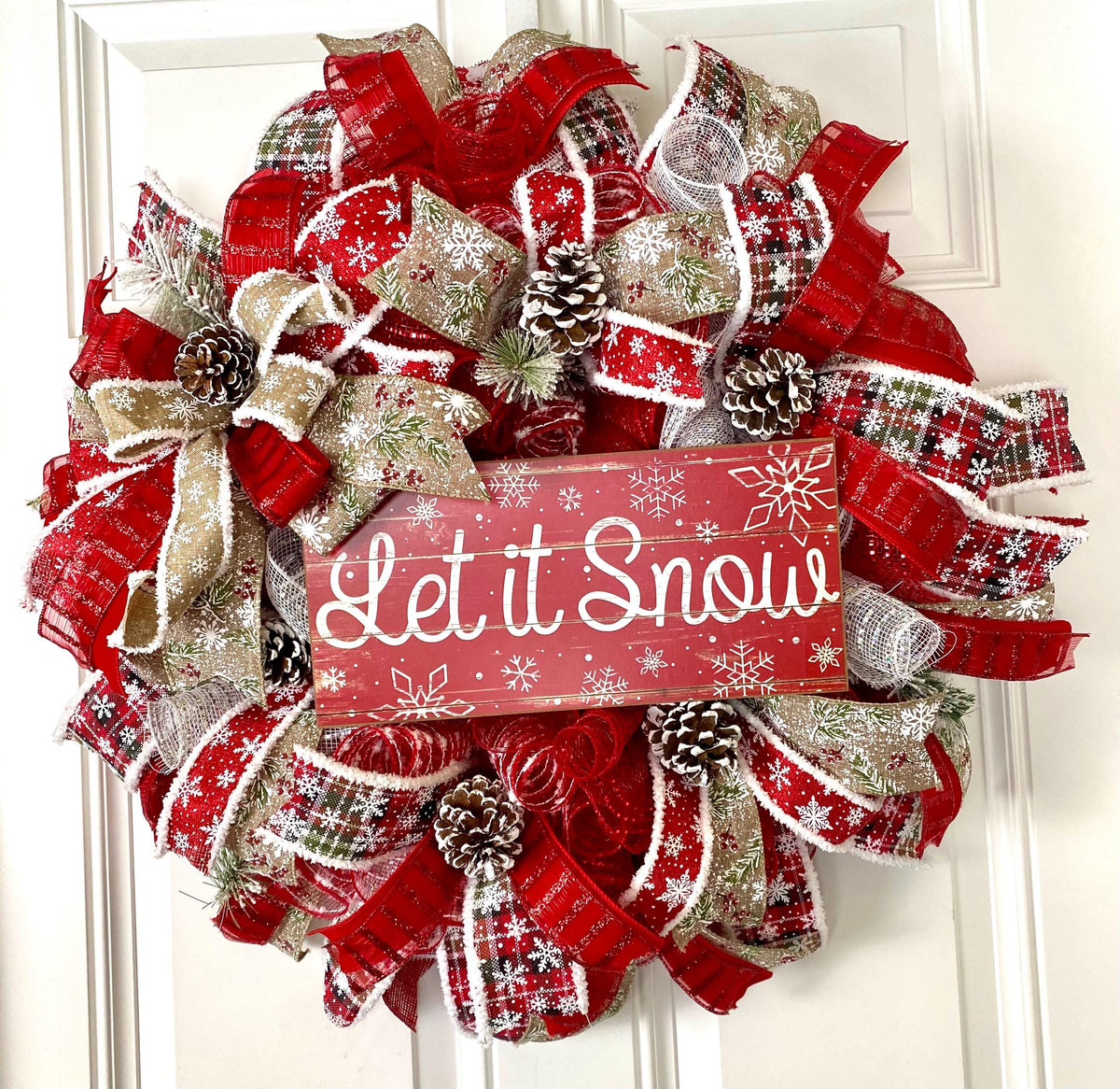 Let it Snow Winter Wreath, Farmhouse Christmas Wreath