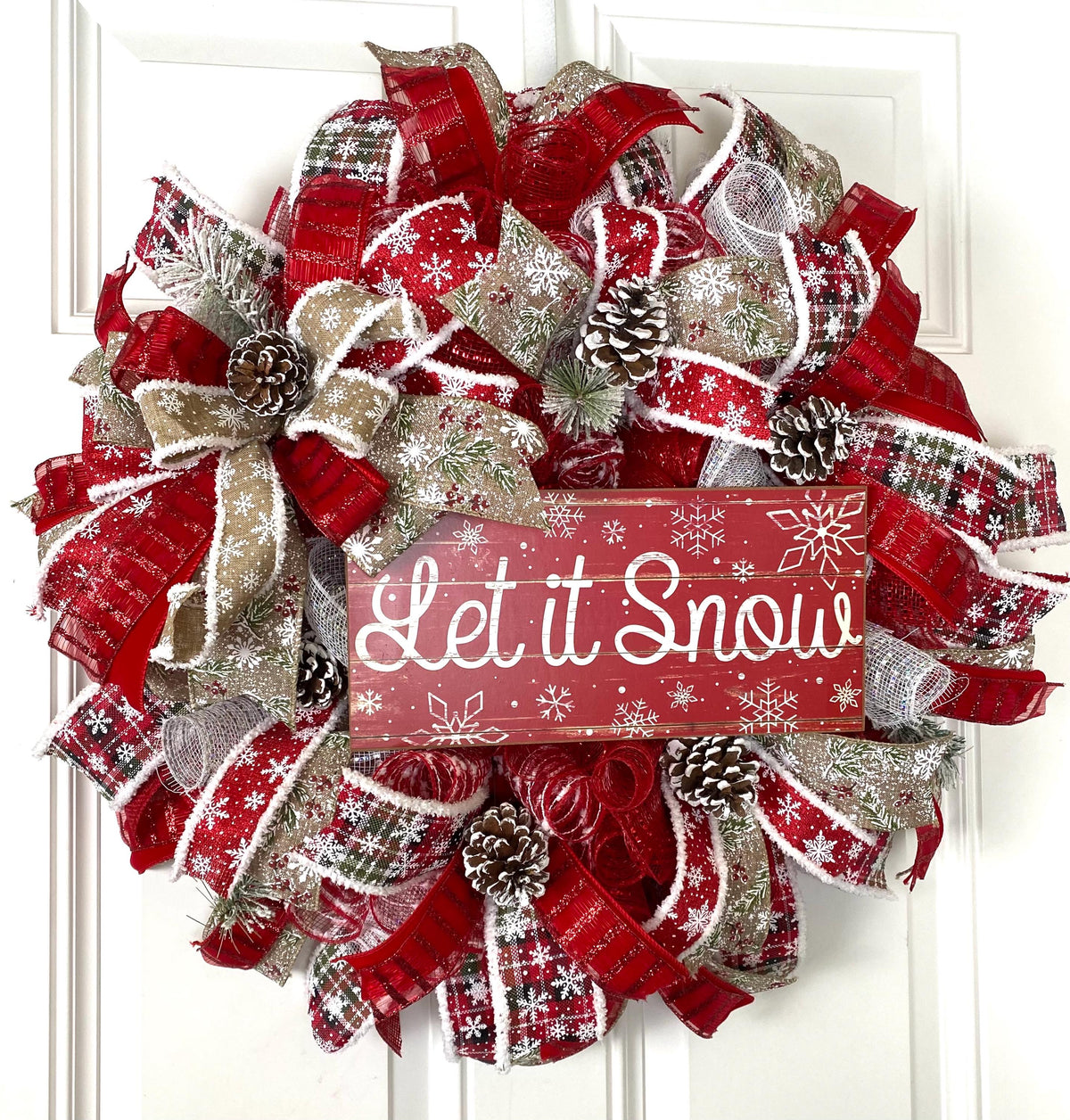 Let it Snow Winter Wreath, Farmhouse Christmas Wreath