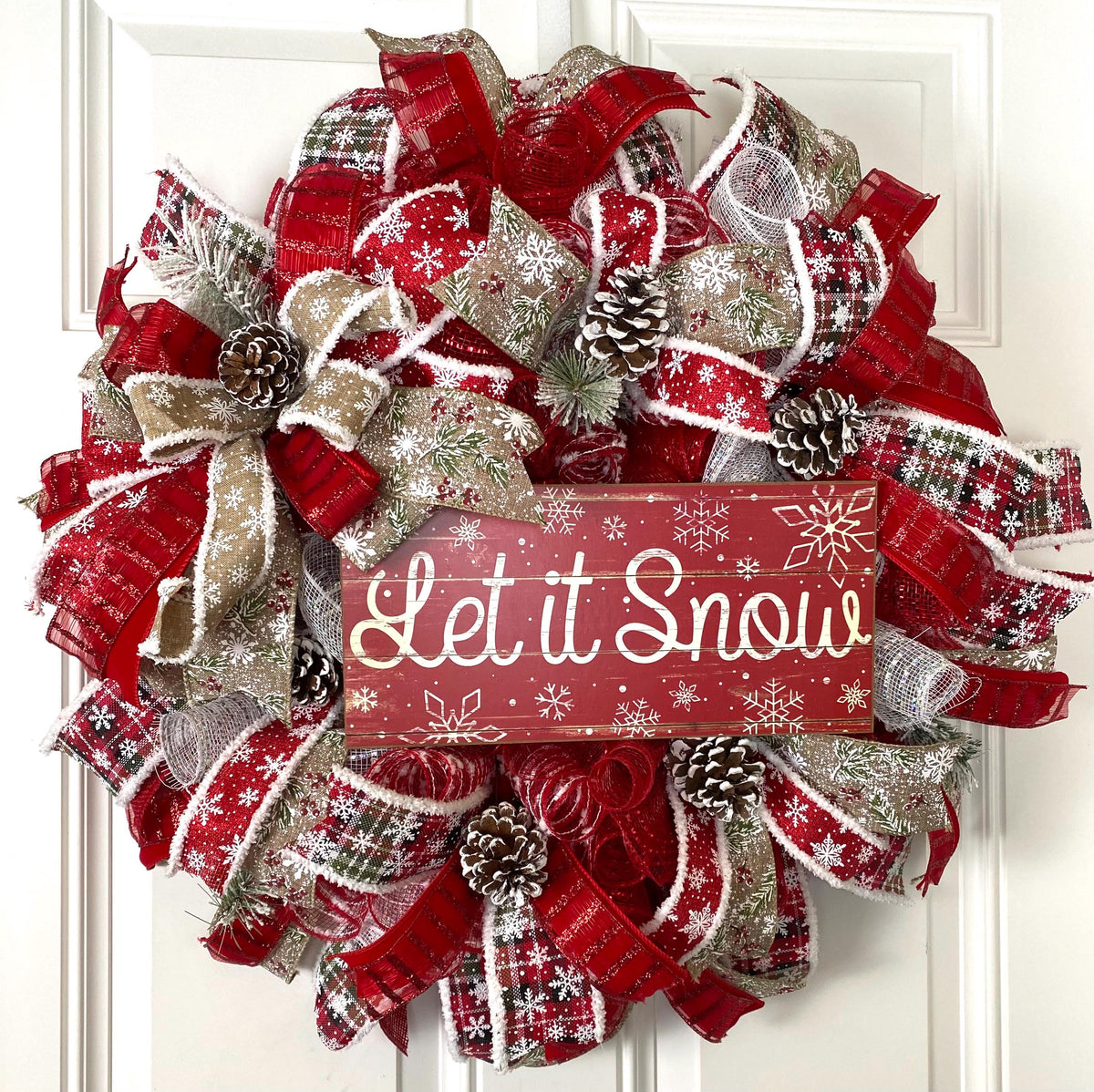 Let it Snow Winter Wreath, Farmhouse Christmas Wreath