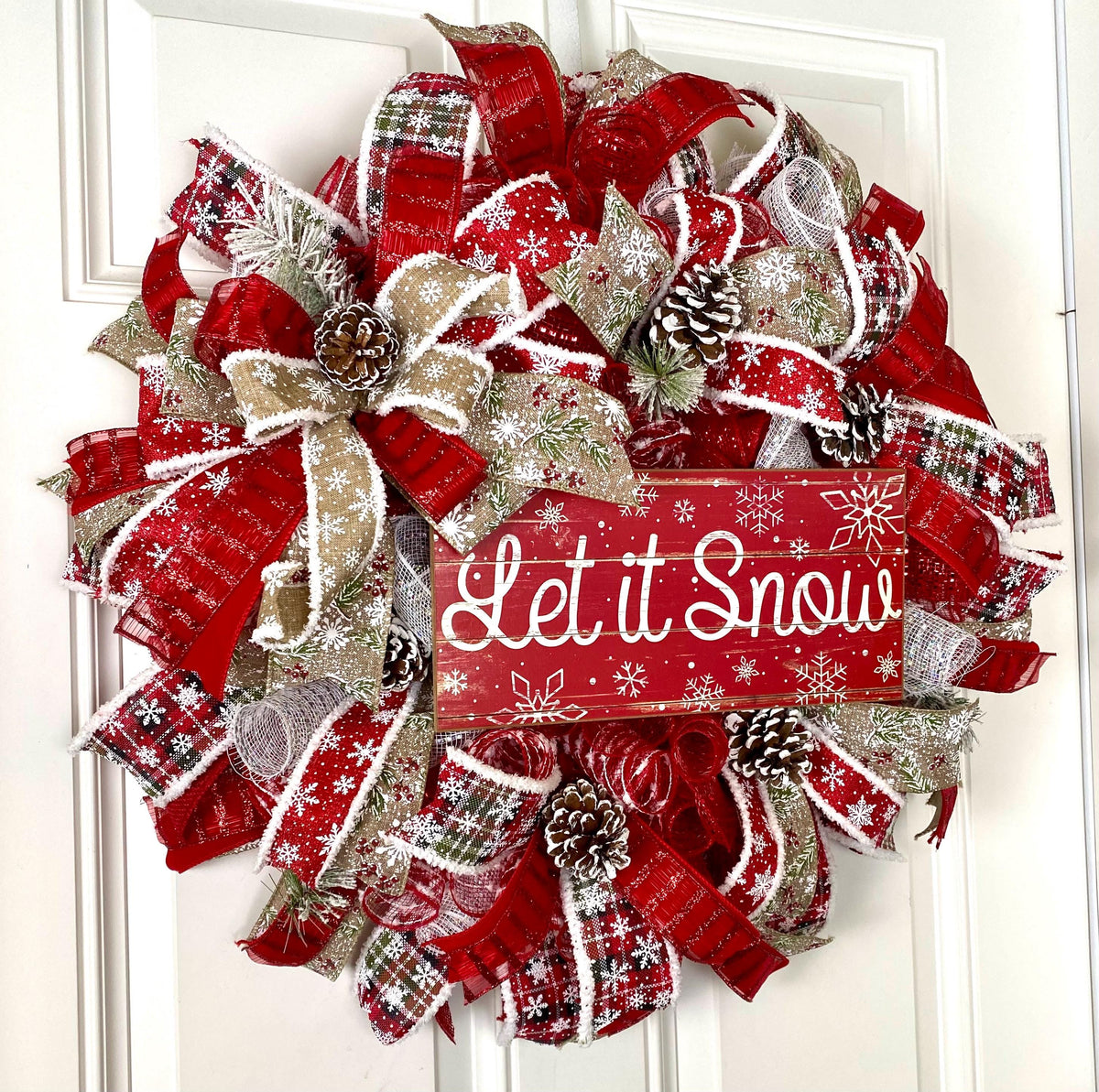Let it Snow Winter Wreath, Farmhouse Christmas Wreath