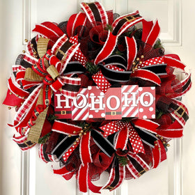 Christmas Wreath, Traditional holiday decor, Red and Gold Wreath, Holiday Porch Decor